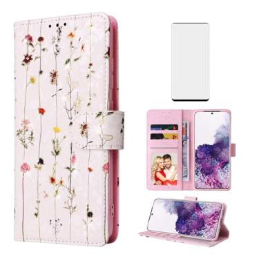 Imagem de Asuwish Capa de celular para Samsung Galaxy S20 5G 15.7 cm carteira celular com protetor de tela de vidro temperado bloqueio RFID porta-cartões de flor com suporte S 20 20S UW S2O G5 mulheres homens