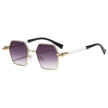 Imagem de Óculos de Sol Femininos Retro Gradientes UV400 de Luxo com Armação em Cores Combinando com a do Homem (Cinza)