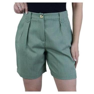Imagem de Bermuda Feminina Parado no Ar Linho Verde - 72056-Feminino