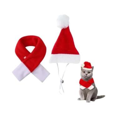 Imagem de Conjunto De Fantasia De Natal Para Cães Pequenos E Gatos: Gorro, Cache