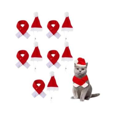 Imagem de Conjunto De Fantasia De Natal Para Cães Pequenos E Gatos: Gorro, Cache