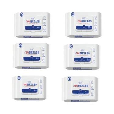 Imagem de Lenços Umedecidos Com 75% De Álcool, 80 Peças, Descartáveis, Para Limp