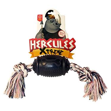 Imagem de Brinquedo Para Cachorro Bola Hercules Rugby com Corda Preto