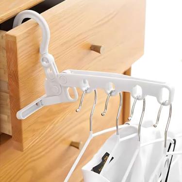 Imagem de Cabide dobrável portátil de viagem com 5 furos, suporte para secar roupas, cabides dobráveis para quarto pequeno, acampamento