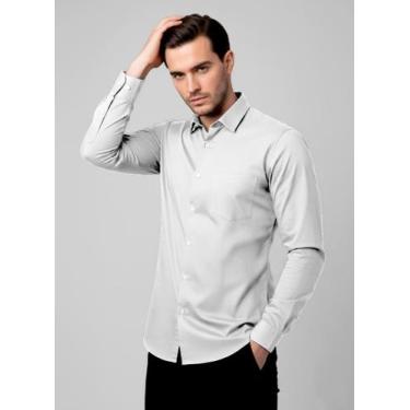 Imagem de Camisa Social Masculina de Manga Longa Confort Sport Fino Premium Caim