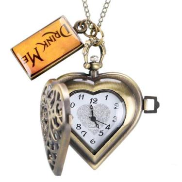 Imagem de Relógio de bolso Alices In Wonderland Retro para crianças com corrente
