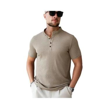 Imagem de Camisa Polo Masculina Casual De Negócios Em Cor Sólida Com Estampa De 