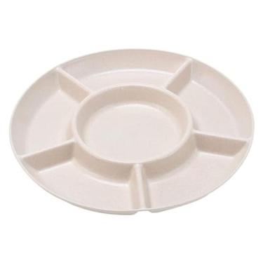 Imagem de fruteira cesta Suporte de frutas 1 peça de tigela de frutas com 5 compartimentos bandeja de armazenamento de alimentos frutas secas lanche prato aperitivo bancada(Beige)