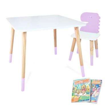 Imagem de Kit Mesa e Cadeira Infantil Dinossauro - Eita Casa Perfeita, Lilás