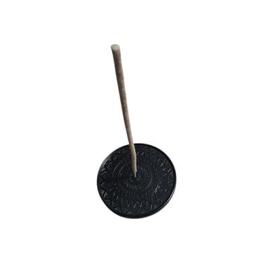Imagem de Porta incenso redondo mandala em cimento (Preto)