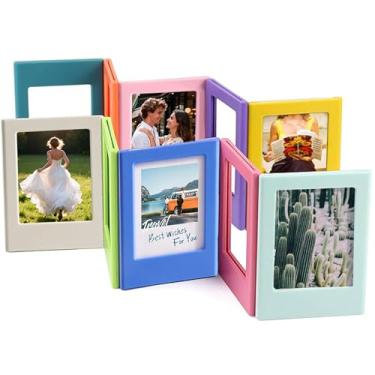 Imagem de IASINN Pacote com 10 porta-retratos magnéticos, conjunto de mini molduras 5 x 7,5 cm, ímãs para geladeira faça-você-mesmo, ímã de colagem para escritório/casa