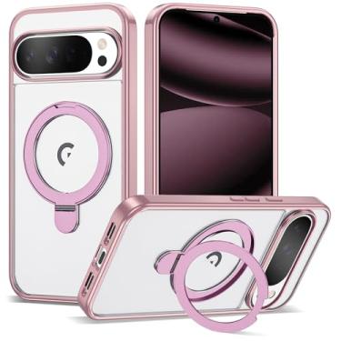 Imagem de VIJISEA Capa compatível com Google Pixel 9 Pro XL/Pixel 10 Pro XL com suporte de anel magnético, [compatível com Mag-Safe], capa protetora à prova de choque de 6,8 polegadas para mulheres e homens