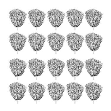 Imagem de Esquadrão de torcida, flores de mão, pompons para líderes de torcida, cor vibrante, material para animais de estimação durável, alça de 3,3 polegadas, 20 peças para shows, festas (Prata)