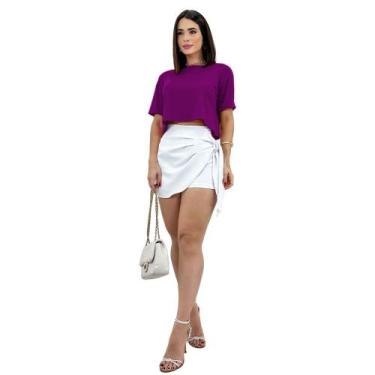 Imagem de Cropped Blusinha Manga Curta Viscolycra T-shirt Soltinho Top - SWISS B