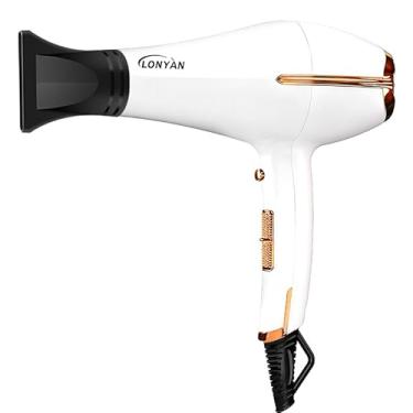 Imagem de Secador de Cabelo Profissional 220V 2200W 127V 3 velocidade do vento Níveis Ar quente e frio Turbo Alta Potência Rápido Secage Íons Negativo (Branco, 127V)