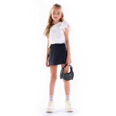 Imagem de Conjunto blusa com brilho e shorts saia Menina Anjo-Feminino