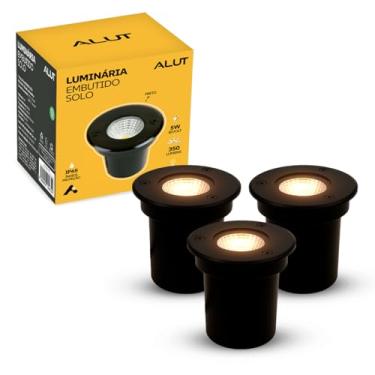Imagem de Kit Luminaria de Chão Led Solo Embutir 5w ou 10w 3000k Branco Quente Bivolt Preto Fosco ou Escovado Alut By Avant (3, Preto Fosco, 5, Watts)