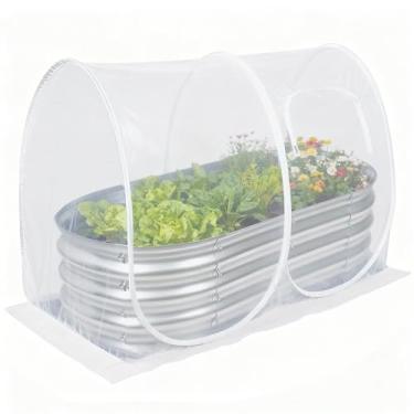 Imagem de Hiraliy Rede de jardim para canteiros elevados, capa de cama de jardim pop-up instantânea, capa de estufa portátil para cama de jardim elevada, gaiola de cultivo para proteger plantas para ambientes