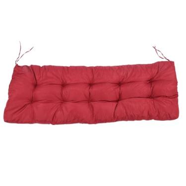 Imagem de Almofada de banco à prova de chuva à prova de sol confortável antiderrapante ao ar livre interno PP algodão poliéster esponja almofada de banco de 2 lugares para varanda de jardim (Borgonha)