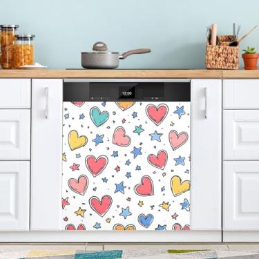 Imagem de ATTX Capa magnética para lava-louças Red Hearts | Adesivo decorativo de eletrodomésticos de 58 x 66 cm para armários domésticos e eletrodomésticos #48