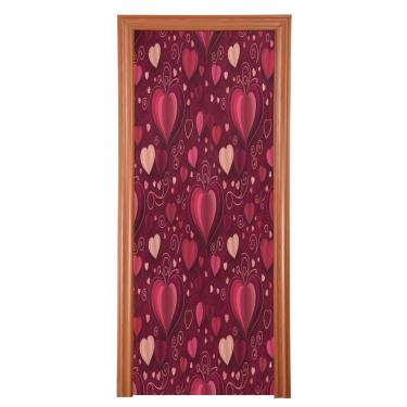 Imagem de ATTX Capa de porta frontal de corações brilhantes - Decoração de férias de tecido elástico lavável para festas, casa, decoração de porta da frente, 36 x 98 polegadas (307)