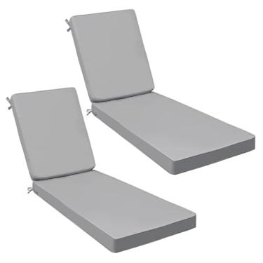Imagem de AAAAAcessories Almofadas para espreguiçadeiras externas, resistentes ao desbotamento, à prova d'água, almofadas de substituição de móveis de pátio, 203 x 66 x 7,6 cm, conjunto com 2, cinza