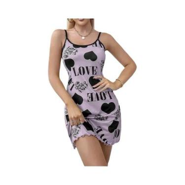 Imagem de Camisola Sexy De Verão Para Mulheres, Com Alças, Saia Curta, Estampa D