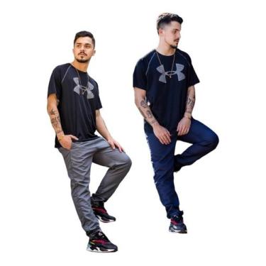Imagem de 2 Calças Tactel Masculina Skinny Jogger Elastico Barra 416 - FR, 1 azu