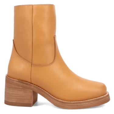 Imagem de Dingo Roxy Bota feminina casual de bico redondo com zíper no tornozelo salto baixo 2,5-5 cm - marrom, Tanchagem, 39