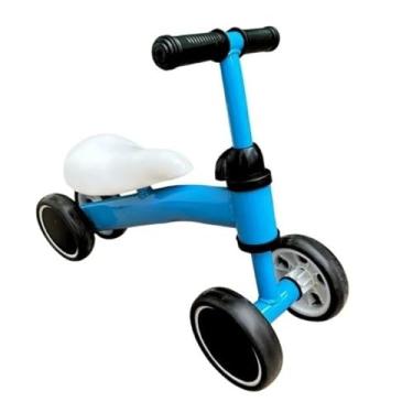 Imagem de Brinquedo Bicicleta Carro de Equilíbrio Infantil de Quatro Rodas sem Pedais Para Crianças Coloridas (AZUL)