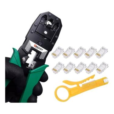 Imagem de 2X Alicate Crimpar Rj45 Rj11 Crimpador Cabo Rede + Desencapa