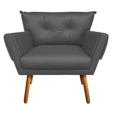 Imagem de Poltrona Anitta material sintético Pés Palito Castanho D03 - D'Rossi -