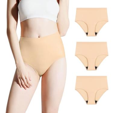 Imagem de BATTEWA Roupa íntima para incontinência feminina, lavável, à prova de vazamento, alta absorção, cuecas protetoras de vazamento na bexiga, calcinhas sem costura, 50 ml, bege, GG (pacote com 3