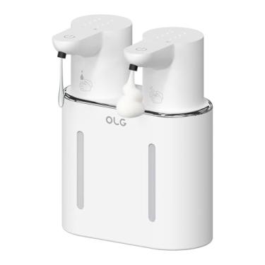 Imagem de OLG Dispensador de sabão sem toque - manual automático - tanque duplo - 798 ml - detergente para louças - cozinha banheiro - espuma e líquido