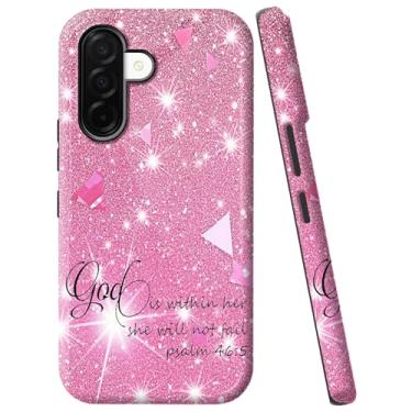 Imagem de WZCJDHMJ Capa para Samsung Galaxy A36 5G, capa de camada dupla à prova de choque - silicone + PC resistente a impactos, capa protetora antiarranhões para celular de 6,7 polegadas com glitter rosa