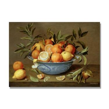 Imagem de NHLDZYH Tela vintage de frutas mortas, impressão de estilo de pintura a óleo vintage, decoração de jantar de fazenda B41. 50 x 70 cm. Somente tela