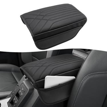 Imagem de KBH Capa de apoio de braço para console central para Ford Bronco 2021-2025 2 portas e 4 portas, protetor de console médio, tampa de tampa de descanso de braço com bolsos laterais, antiarranhões, preta