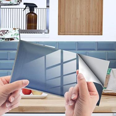 Imagem de HHHJQFAAT Adesivos autoadesivos de azulejo de filme de cristal de mármore azul adesivos de parede para renovação de casa