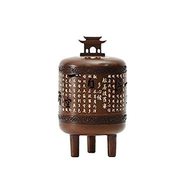 Imagem de U5GAAALPPQ9 Suporte de incenso decoração zen queimador de incenso de cobre puro queimador de incenso antigo sala de estudo difusor de aroma doméstico decoração interna aromaterapia (cor: A)
