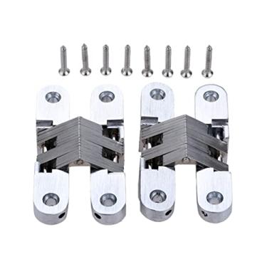 Imagem de Dobradiças 2 peças Dobradiças ocultas de aço inoxidável 304 Dobradiça de porta dobrável invisível para ferragens de móveis de cozinha com parafusos (Cor: 19 x 95 mm)