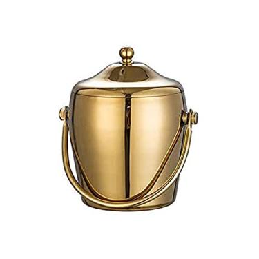 Imagem de HHHJQFAAT Balde de gelo de aço inoxidável champanhe balde de vinho refrigerador para bar estilo restaurante (cor: latão, tamanho: tipo-1) (tipo de latão)