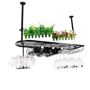 Imagem de Suporte para garrafa de vinho de teto S suporte de vidro para pendurar copos prateleira de parede vintage 100 * 25 cm ()