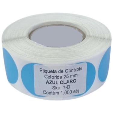 Imagem de Etiqueta Adesiva Bolinha Colorida Azul Claro 25mm 2,5 cm Rolo 1000 Uni