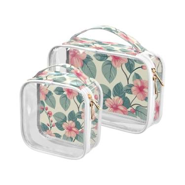 Imagem de xigua Bolsa de maquiagem feminina de flores de cerejeira, bolsa de cosméticos transparente para viagem, impermeável, bolsa de higiene pessoal portátil para viagens, férias, organização de banheiro