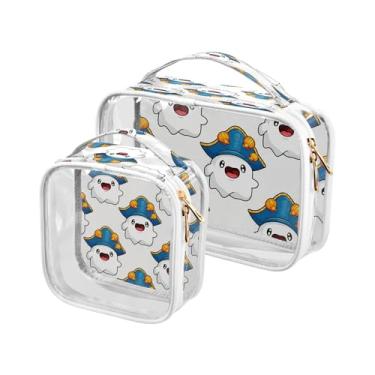 Imagem de xigua Bolsa de maquiagem de fantasmas de Halloween para mulheres, bolsa de cosméticos de viagem, bolsa de higiene portátil à prova d'água para viagens, férias, organização de banheiro