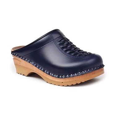 Imagem de Tamanco de couro feminino Bâstad Wright da Troentorp, Azul, 37 M EU