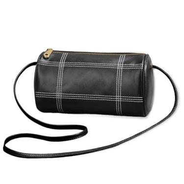 Imagem de GIVLEFLY Bolsa tiracolo feminina de couro genuíno - elegante bolsa de ombro pequena para uso diário e noturno, Preto, Waxed Leather Women's Bag