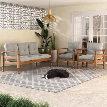 Imagem de Jogo Sofá 3Lug E 2 Poltronas Liz Cr7001.T63 Imbuia/Cinza