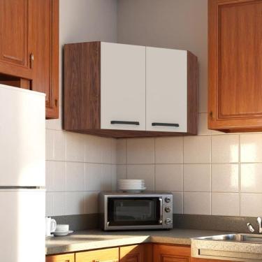 Imagem de Armário Para Canto Obliquo Lapis Nogueira Off White