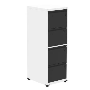 Imagem de Armário De Arquivo Oficio 4 Gavetas Pandin 47 Cm (larg) Aço Branco C- Frente Gaveta Preta C- Chave